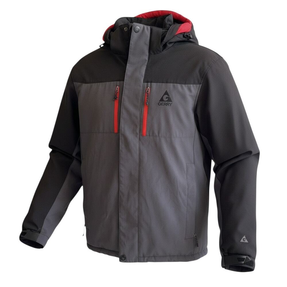 Gerry Boys 3-in-1 Systems Jacket L 14/16 Gray Black Red Winter Ski Coat Hooded